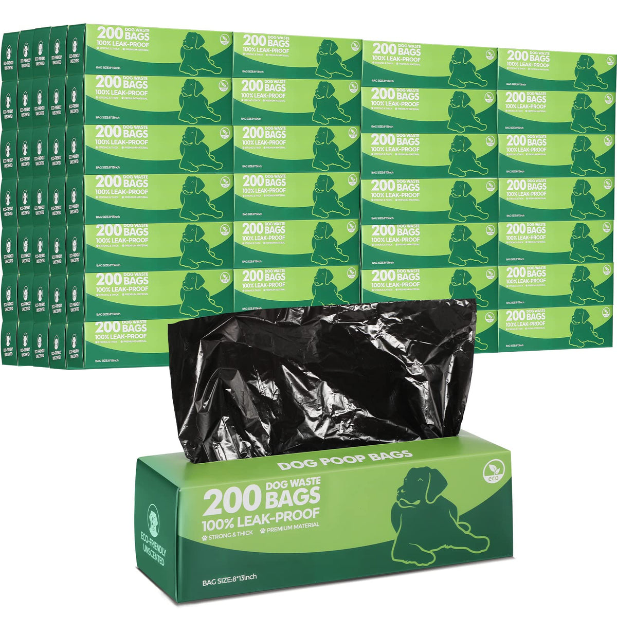 20 Boxed Rolls 4000 Counts Dog Poop Bags Bulk Leak Proof Dog Waste Bags Universal Pet Doggy Waste Poop Box for Puppy Pets Outdoor Walking and Travel, 20 Rolls of 200(Black)